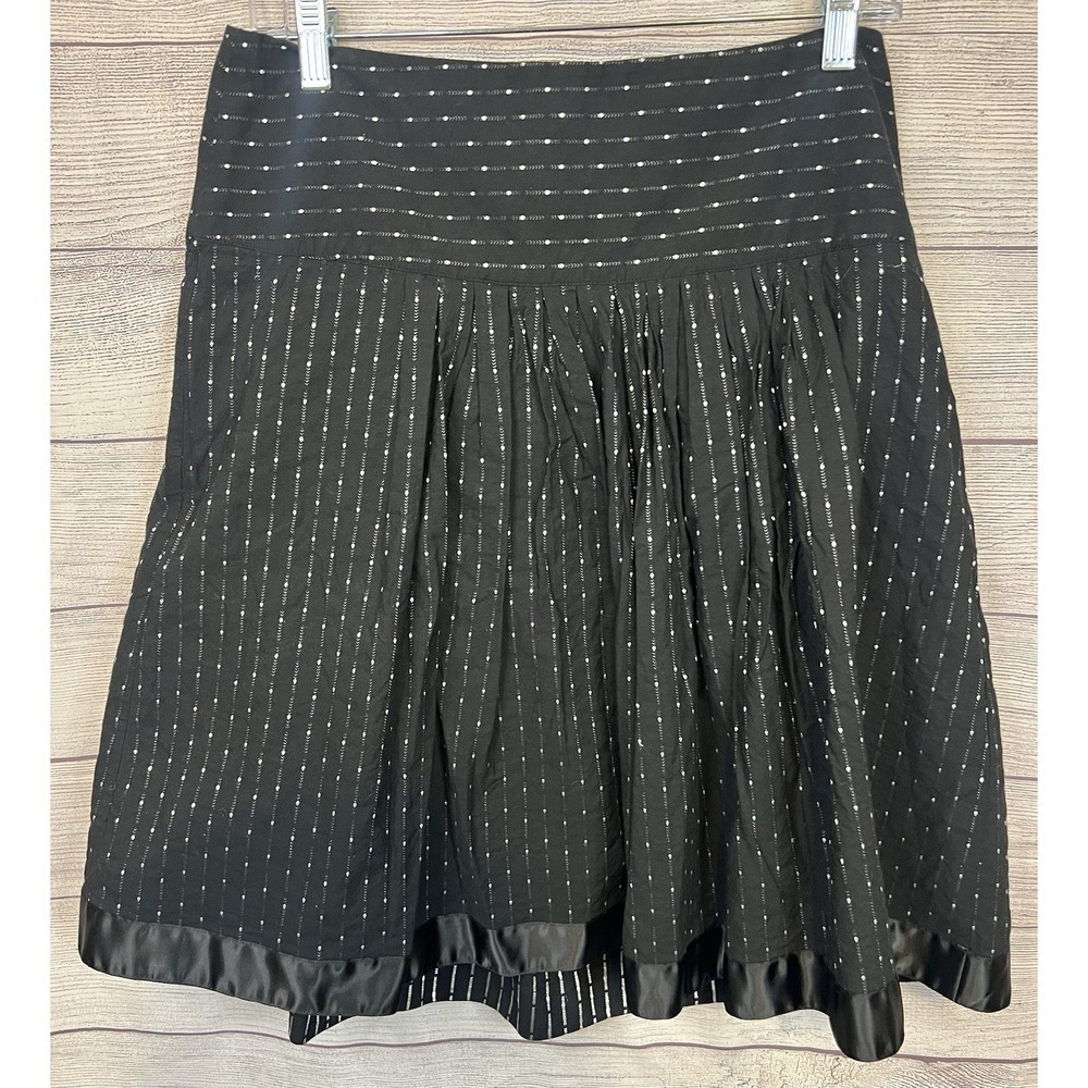 Authentic THE LIMITED Pleated Polka Dot A-Line Skirt in Black‎ & White Size 8